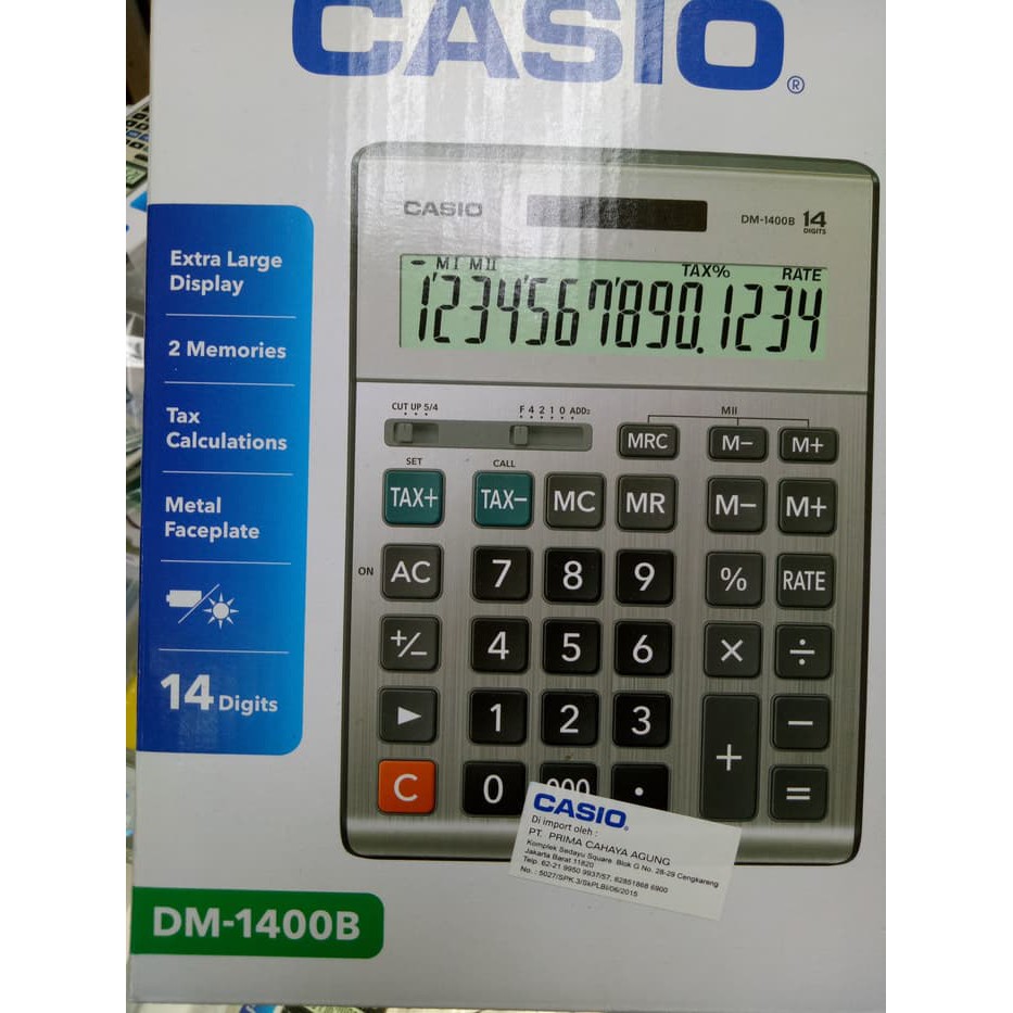 

Kalkulator 14 digit Casio DM1400B kualitas bagus sekarang DM1400F