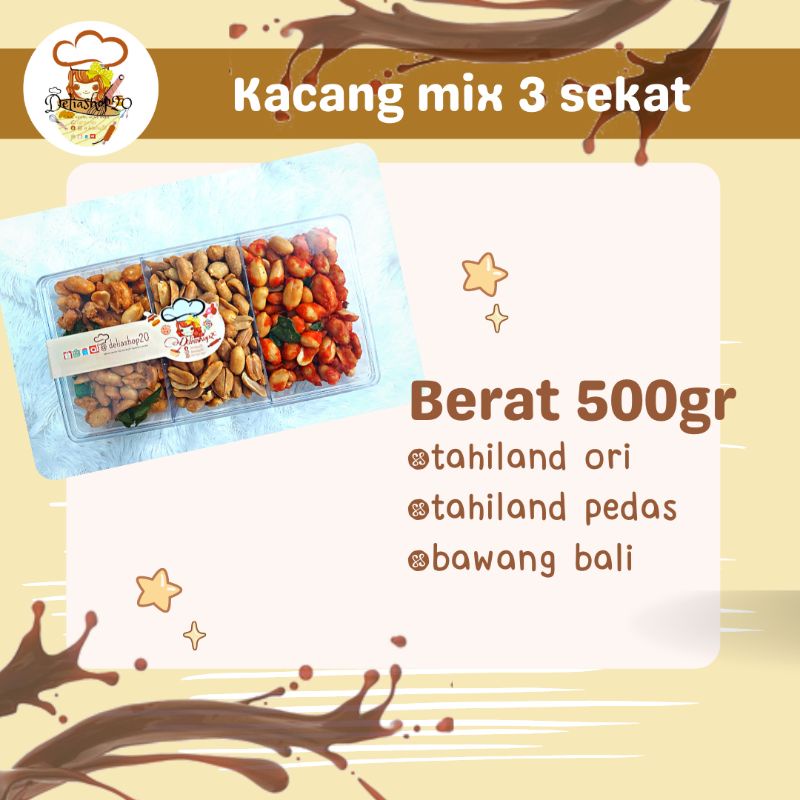 

paket lebaran kacang seka 3 mix tahiland origial,pedas,bawang bali by deliashop20