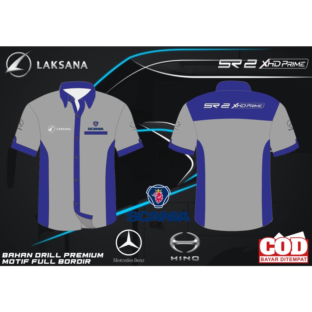 KEMEJA HEM BUS KEMEJA BUS LAKSANA SR 2 XHD PRIME KEMEJA SOPIR BUS PREMIUM FULL BORDIR