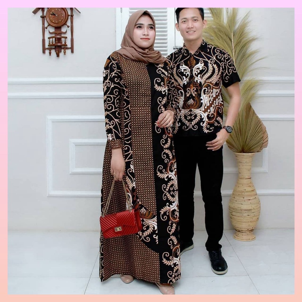 0 Cod -Batik Couple -Gamis Batik Couple -Batik Kapelan Suami Istri- Batik Couple Pasangan - Baju Cou