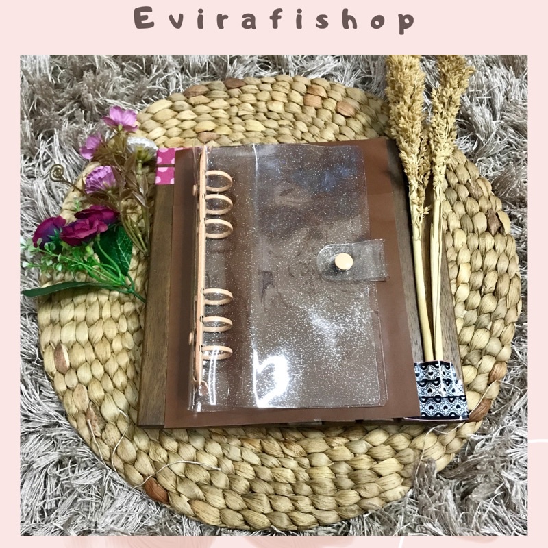 

((Orange)A6 Binder Glitter PVC Jelly Cover Case/Binder A6 Sidoarjo/Binder Glitter/ Binder Keuangan