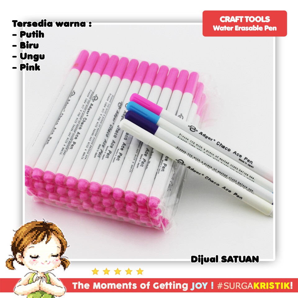 Water Erasable Pen Spidol Penanda Kain Fabric Marker Tinta Hilang Dengan Air