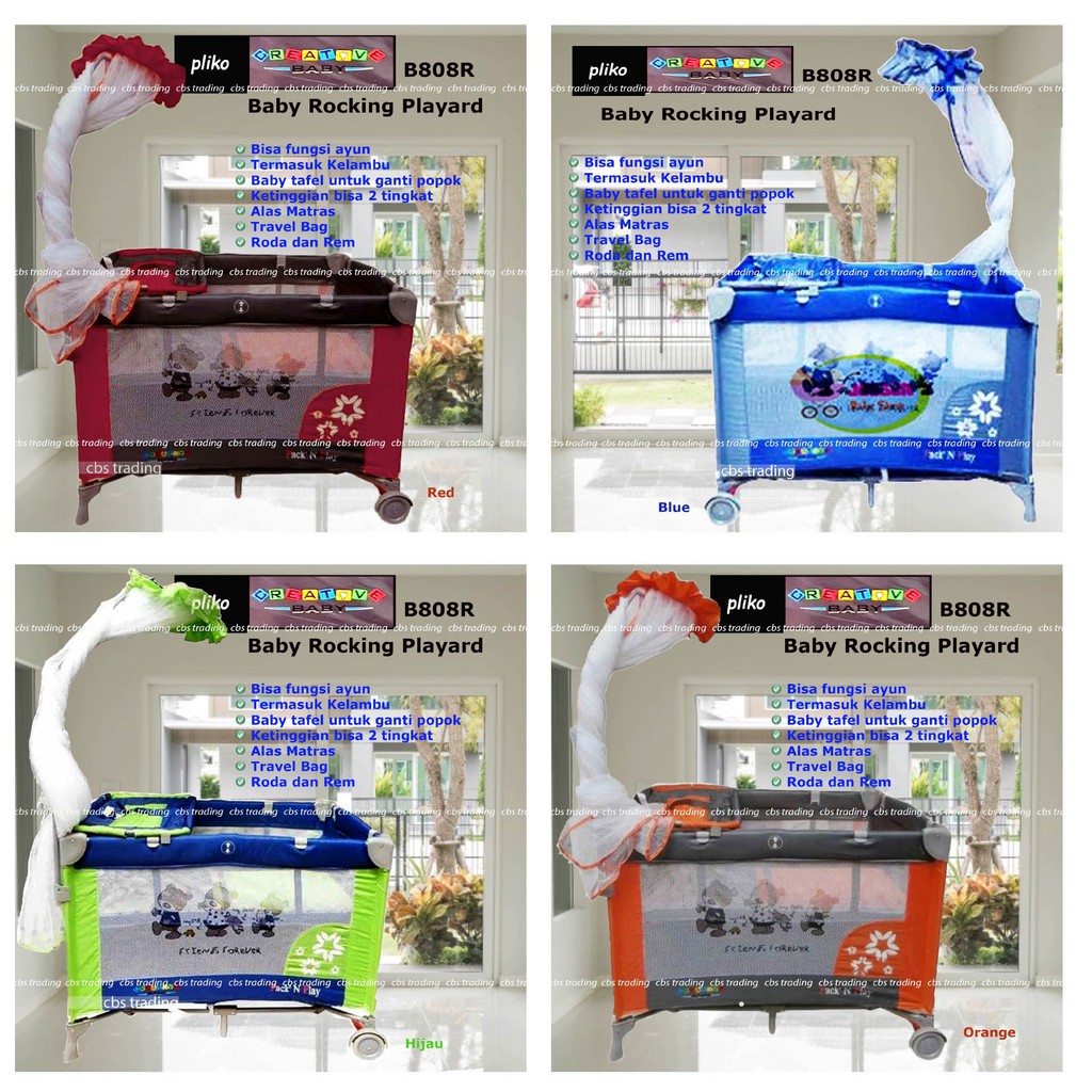 Pliko Creative Baby Rocking Playard 808 - Box Bayi - Ranjang Bayi - Biru