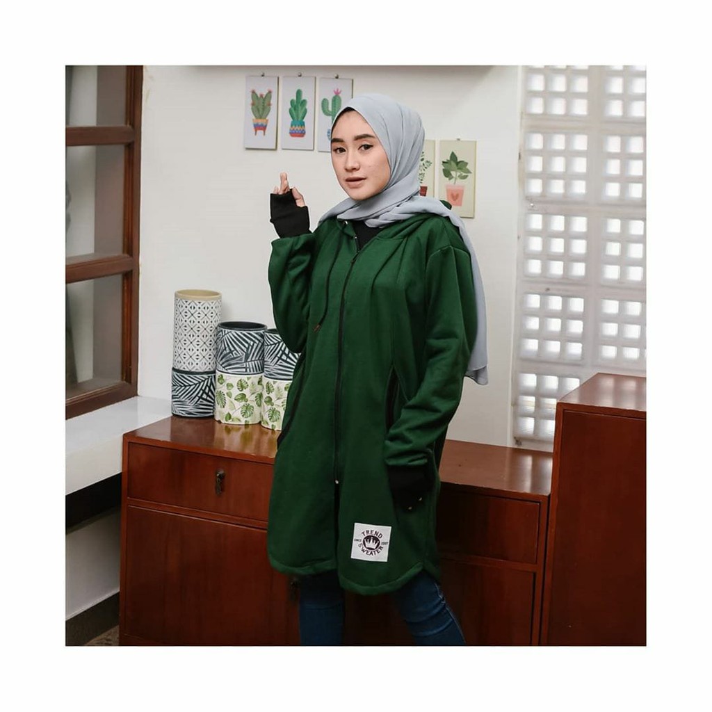 Long RH Zipper || Hoodie Hijaber || Sweater wanita #LRZ