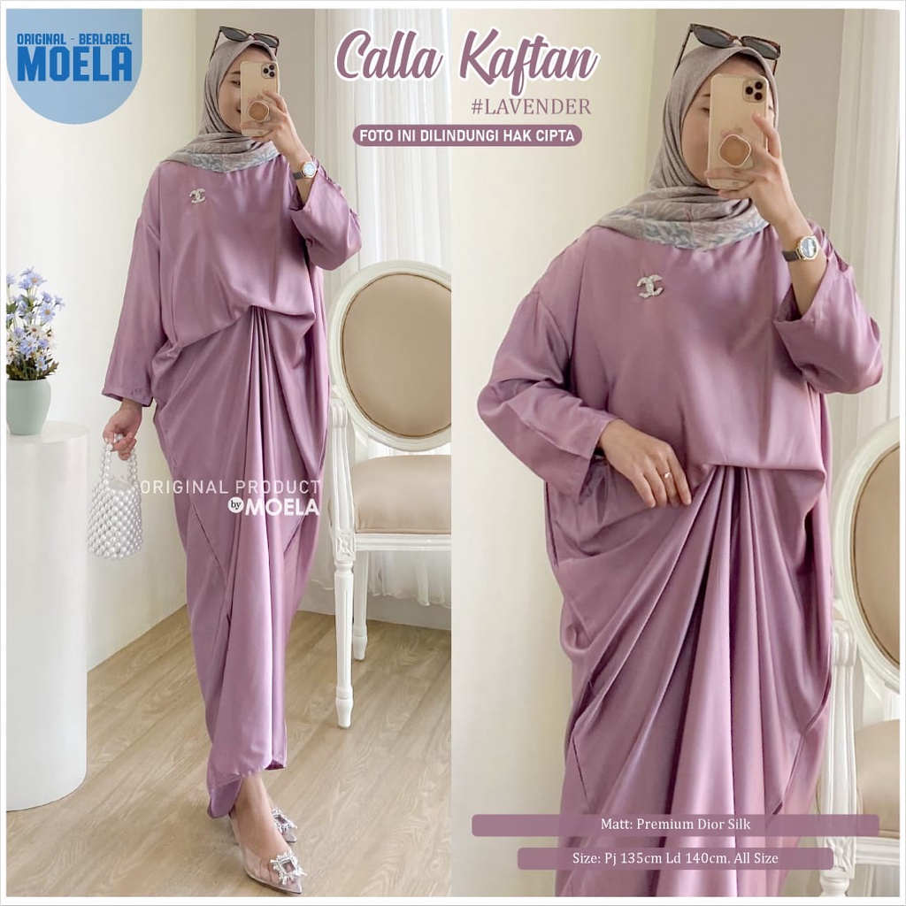 FASHION GAMIS KAFTAN OOTD ORIGINAL MOELA calla premium dior silk polos syar'i halus STYLE NEW ARRIVA