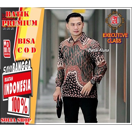 W030 Baju Batik Pria  Kemeja Undangan Pesta Kerja  Lengan Panjang  Premium Original
