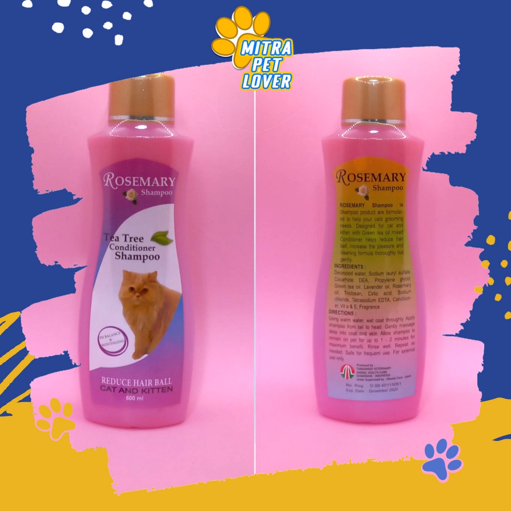 SHAMPO &amp; CONDITIONER KUCING - ROSEMARY CAT SHAMPOO 600 ML - BULU HALUS LEMBUT BERSIH WANGI HARUM SEGAR SAMPO KITTEN - MURAH GARANSI KUALITAS ASLI ORIGINAL - PET ANIMAL HEALTHCARE VETERINARY TAMASINDO OBAT &amp; VITAMIN HEWAN BINATANG PELIHARAAN MITRAPETLOVER