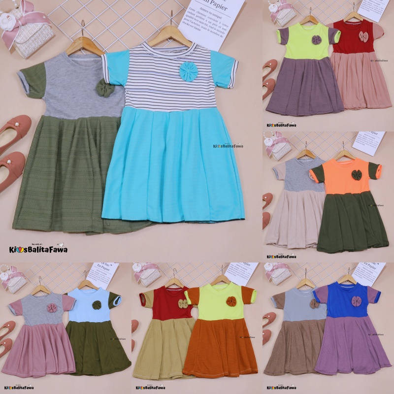 Dress Maudy uk 1-2 Tahun / Dres Balita Cewek Baju Anak Perempuan Harian Gaun Pesta Murah