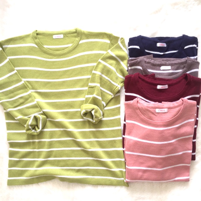 Baju atasan wanita bershka / kaos bershka / baju ori blaster / sweater bershka belang ori