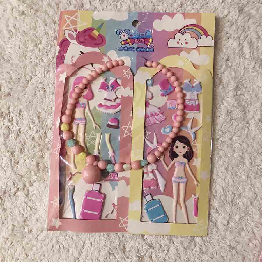 kalung + Stiker Set anak perempuan, 100% cute-1pcs