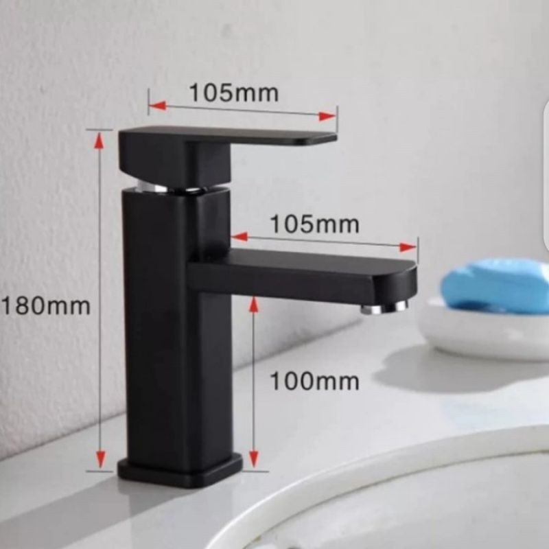 kran wastafel panas dingin hitam / kran wastafel kotak hitam