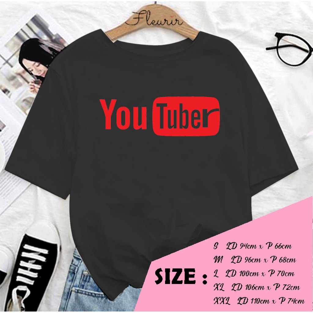 FLEURIR - KAOS YOUTUBERR OVERSIZE KATUN KAOS WANITA DEWASA TUMBLR TEE UNISEX JUMBO