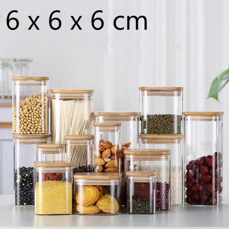 Toples Kaca Penyimpanan Makanan Glass Storage Jar 6x6x6cm - HC1019 - Transparent