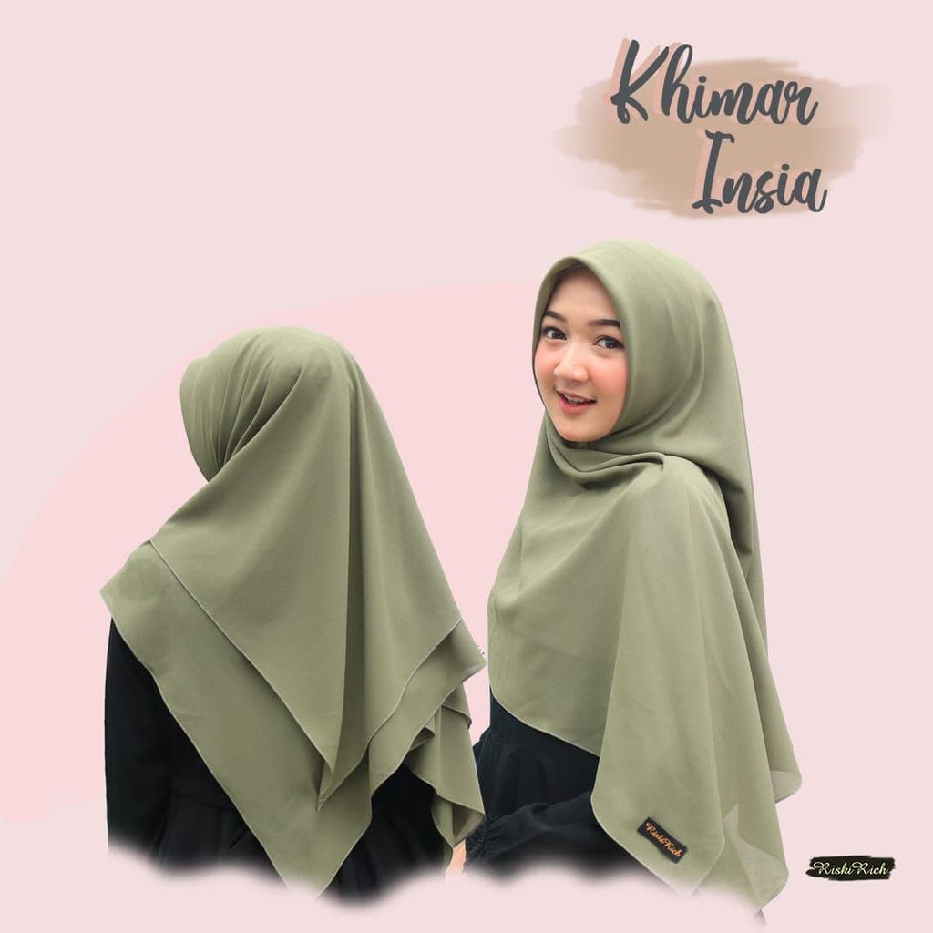 Riskirich Insia Khimar Jilbab Segi Empat Instan 2 layer Premium Jahit Tepi