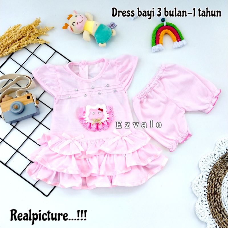 DSR-01 BAJU BAYI PEREMPUAN DRESS BAYI 3-12 BULAN