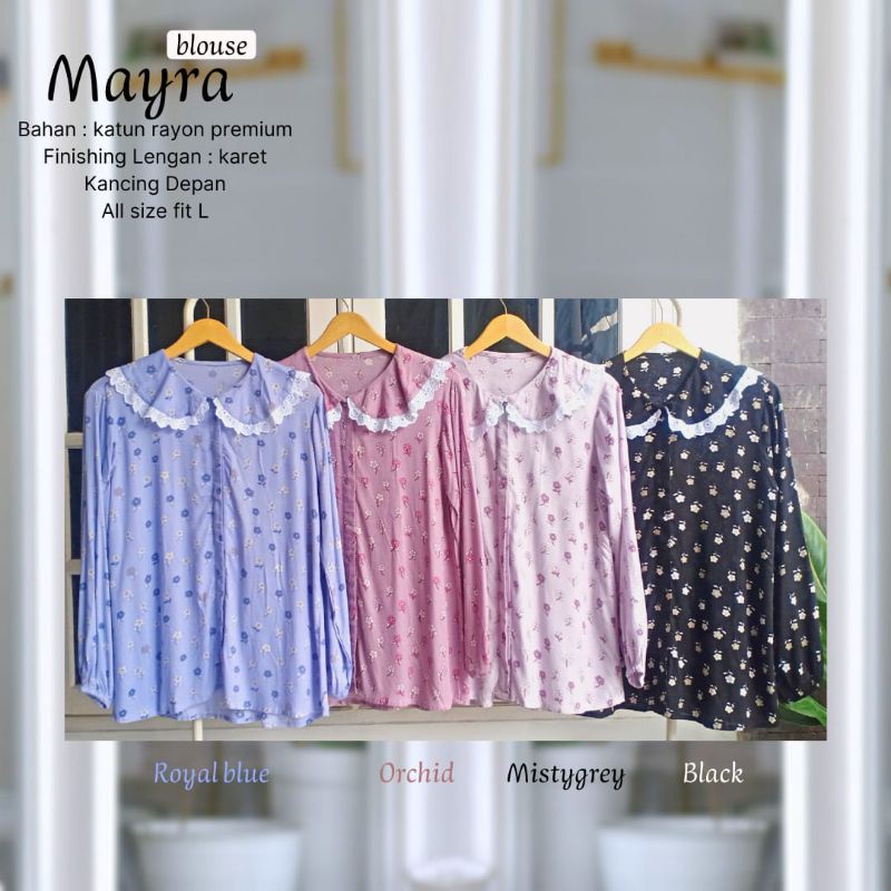 New - Baju Atasan/Blouse Wanita - MAYRA BLOUSE ALL Size fit L-Katun Rayon Premium-Motif Bunga-Nyaman dipakai