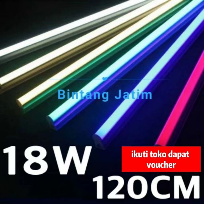 lampu tl neon t5 led 18w 120cm tube warna warni