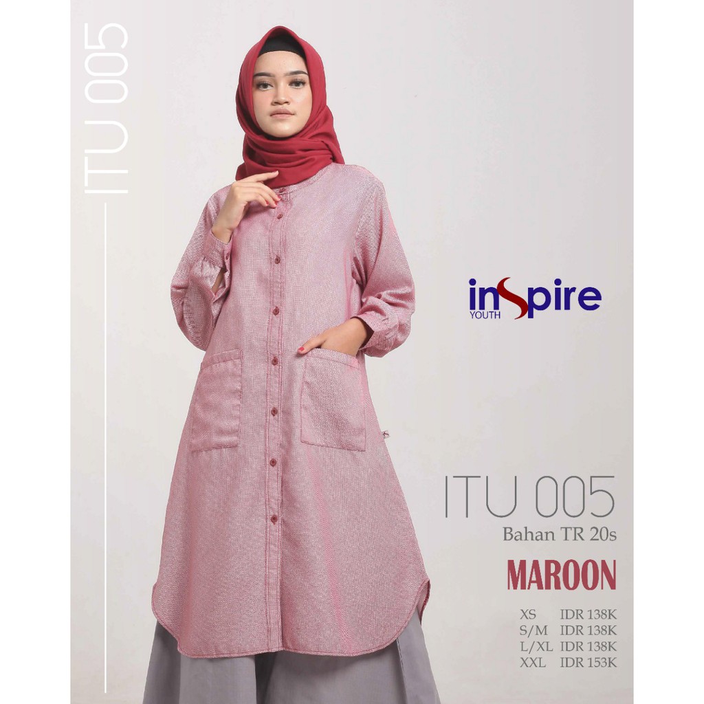 INSPIRE TUNIK ITU 05 BAHAN KATUN POLOS FASHION MUSLIMAH ATASAN BAJU WANITA TRENDY KEREN