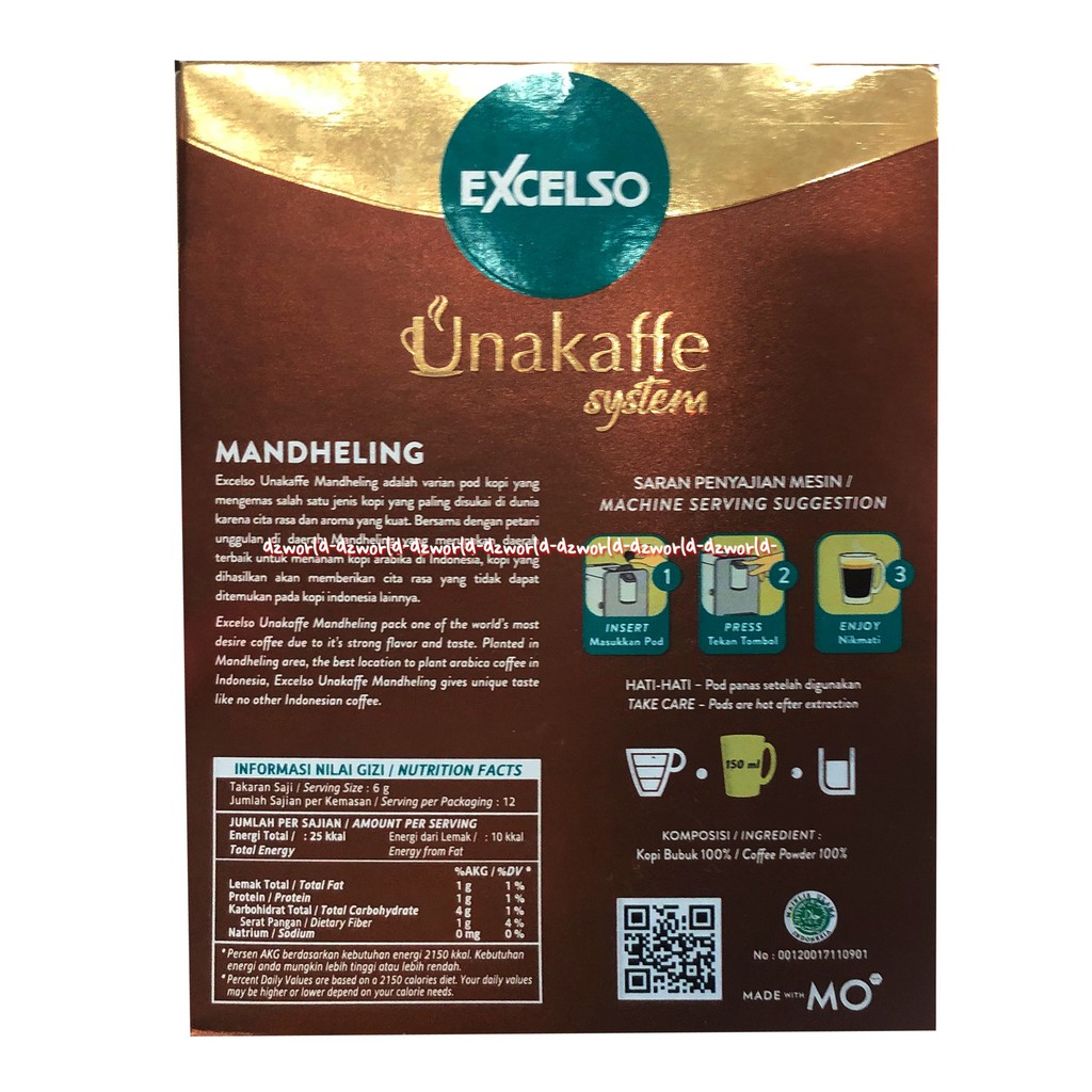 Excelso Unakaffe 12pod Mandheling Sumatera Coffee Kopi Sumatra Cair 12 pod Kopi Excelso Cair Ekselso Unakafe Mandaeling Sumatra Kopi Kapsul Capsul Coffee