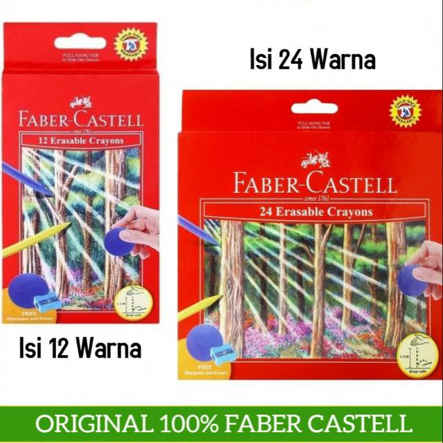 

1 SET 12 24 WARNA FABER CASTELL ERASABLE CRAYON KRAYON BISA HAPUS