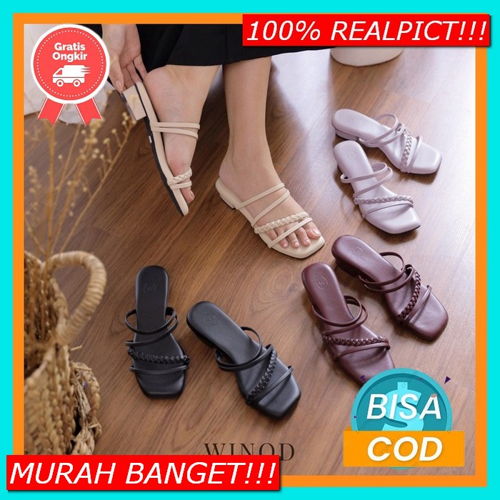 Sandal Heels Hak Tahu Wanita 3Cm Formal Mewah /Sandal Hak Kaca Wanita Model Terbaru Modis Bisa Cod W