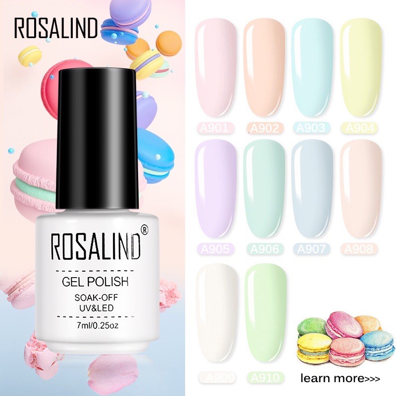 ROSALIND MACARON SERIES GEL POLISH PASTEL COLOR / kutek gel rosalind pastel nail art