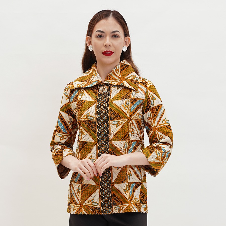 [RAMADAN SALE] NONA RARA - Nindita Sogan T0693,Baju atasan kerja blouse batik wanita modern