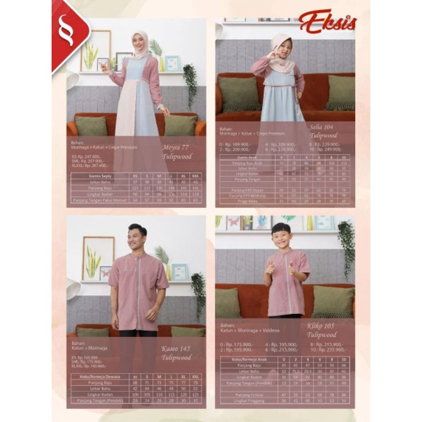 Seply Eksis 179 Tulipwood Meyra 77 Kaseo 145 Selia 104 Kliko 105 Baju Muslim Gamis Sarimbit Keluarga Family Series Lebaran Terbaru Ori