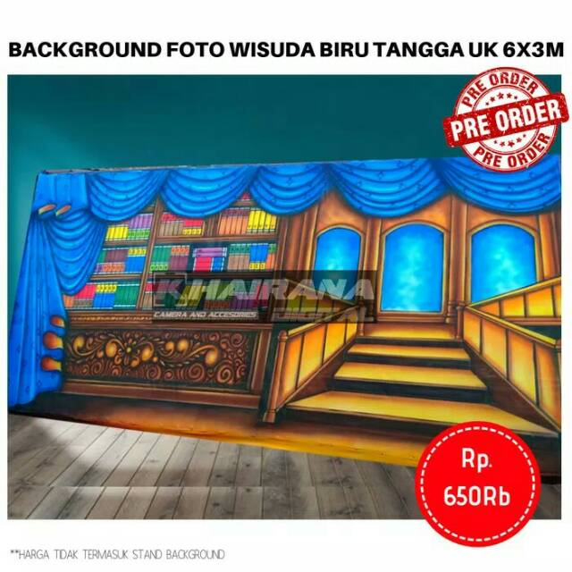 Background Backdrop Layar latar Foto Wisuda Gorden Biru WS-61 Besar 3x6meter