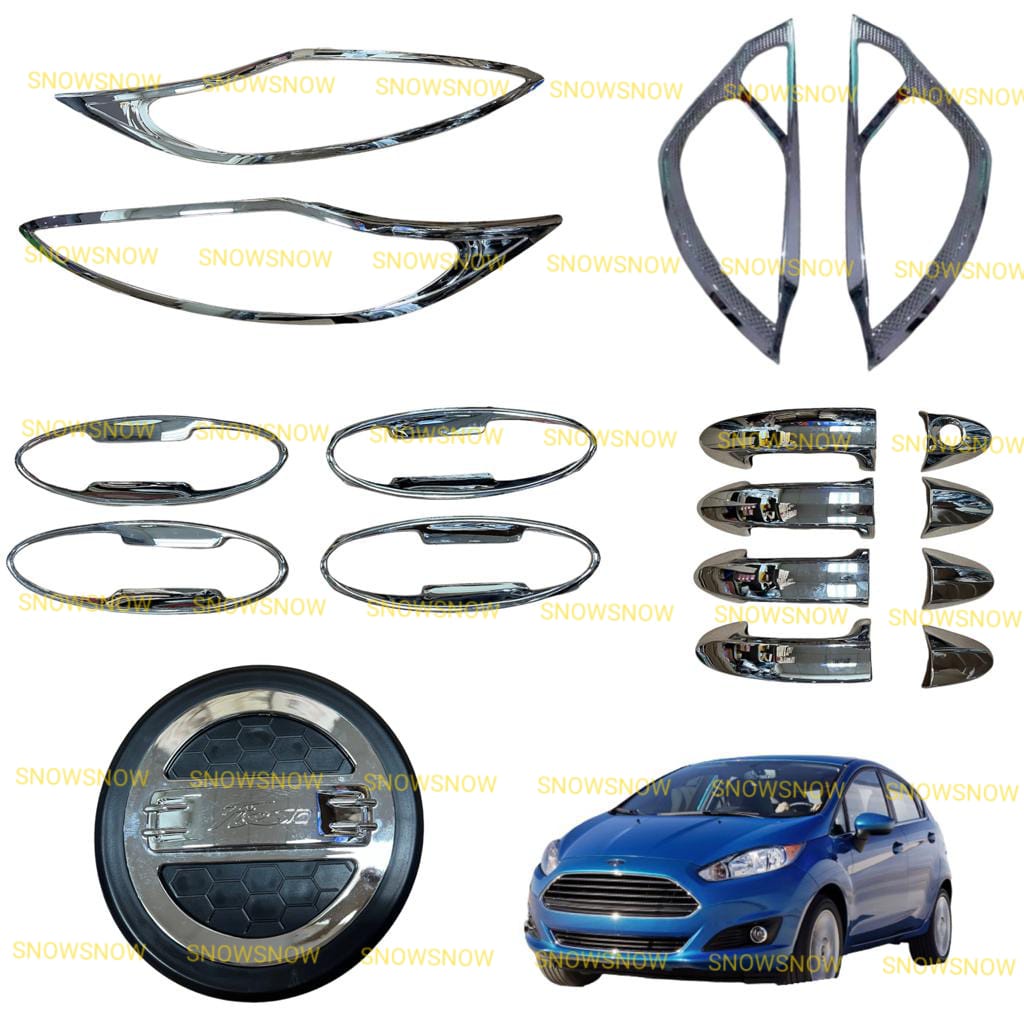 Paket Garnish Lampu Depan Belakang Outer Handle Tank Cover Ford Fiesta Chrome