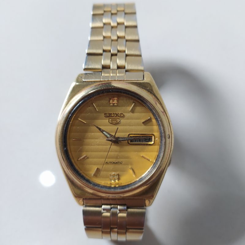 jam tangan vintage SEIKO 5 automatic 7009-876A Gold