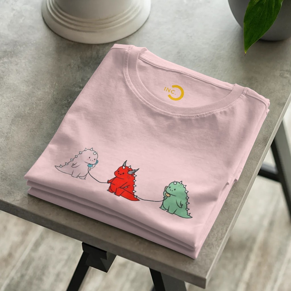 Kaos Dino Tiktok Viral Lucu Dewasa dan Anak Cotton Combed 24s Premium Bisa Upgrade Lengan Panjang