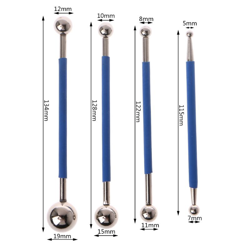 Mary 4PCS / SET Stik Bola Tekan Bahan Stainless Steel Untuk Perbaikan Ubin / Lantai Porselen