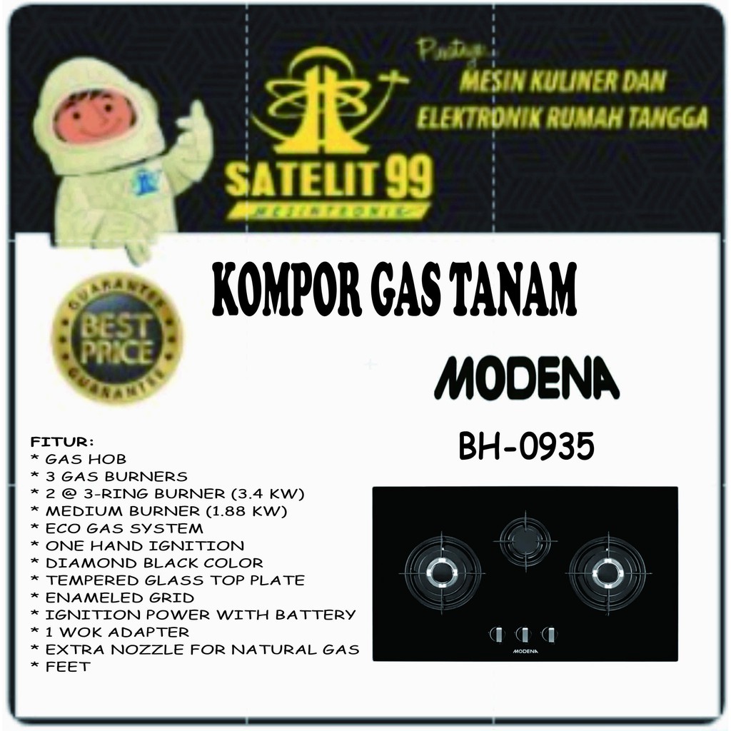 Kompor Gas Tanam 3 Tungku MODENA BH-0935