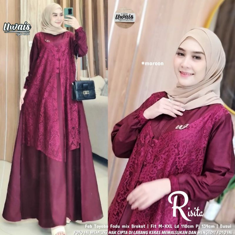 Risita Dress by Uwais - Gamis Brokat Toyobo