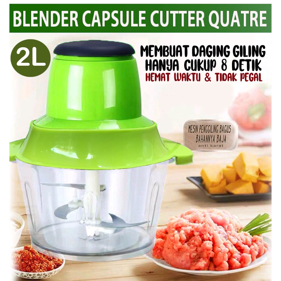 BLENDER PORTABLE CAPSULE CUTTER QUATRE ORIGINAL /  KAPSUL PENGGILING DAGING / BLENDER JUMBO-KANWOOD 4P - HIJAU
