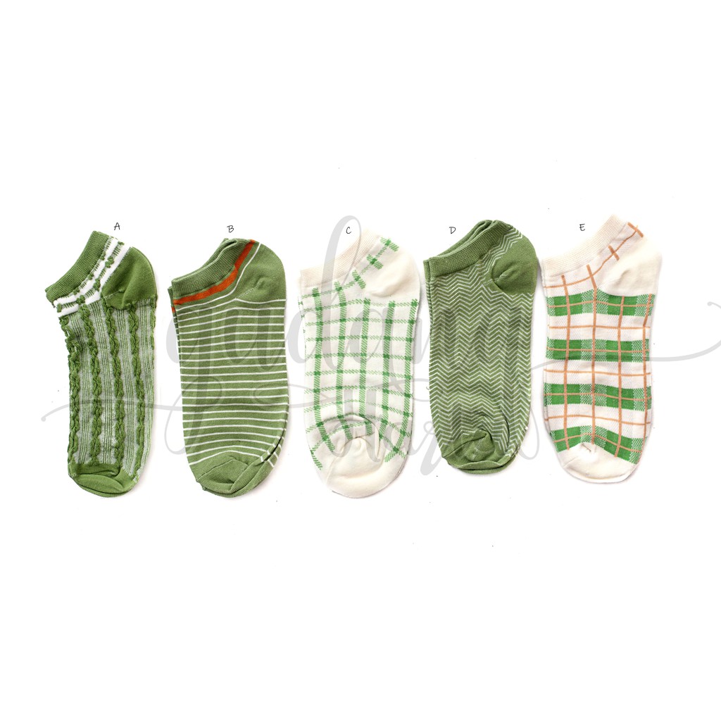 Kaos Kaki Pendek Wanita Lovely Green Socks Hijau Series GH 103607