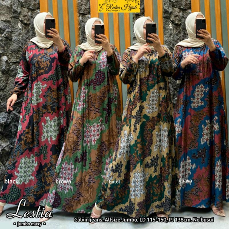 Baju gamis jumbo motif batik ld 120-140