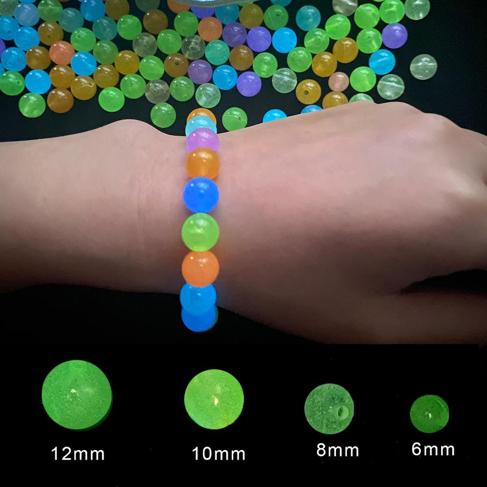 6-12mm Manik-Manik Akrilik Luminous Warna Campur Untuk Membuat Kalung / Gelang Diy