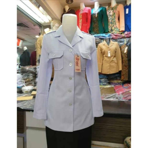 blazer hitam putih saku dada seragam ASN blazer lolani