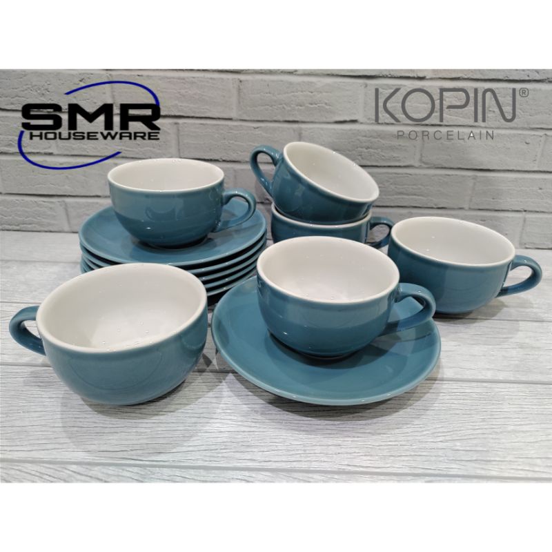 BRESCIA COFFEE CUP CAPPUCINO CUP PORCELAIN CANGKIR KOPI SUSU KOPIN - BIRU