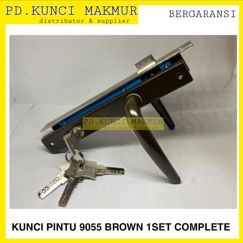 kunci pintu alluminium 9055 brown kunci pintu kawat nyamuk 1set complete