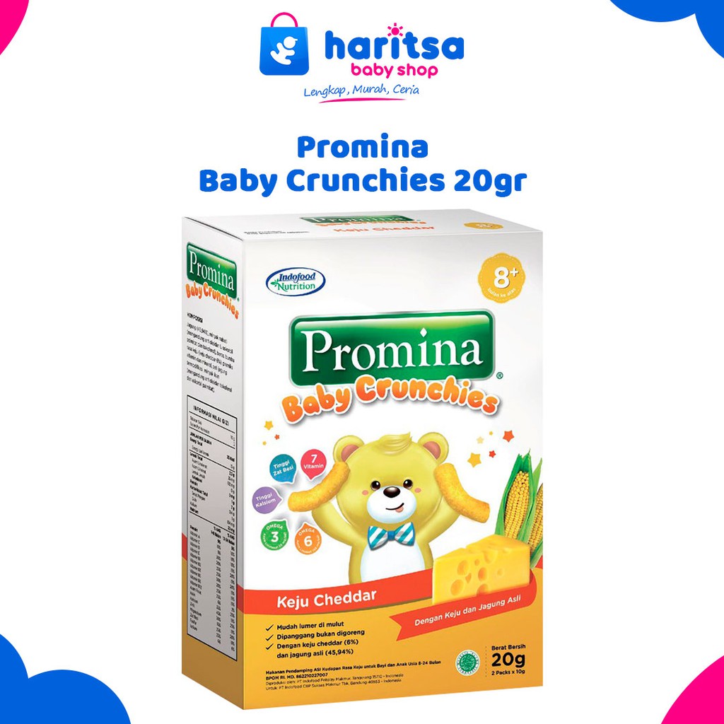 Promina Baby Crunchies Keju Cheddar/ Rumput laut/ Krim ayam brokoli MPASI Biskuit Anak 8+ bln 20 gr