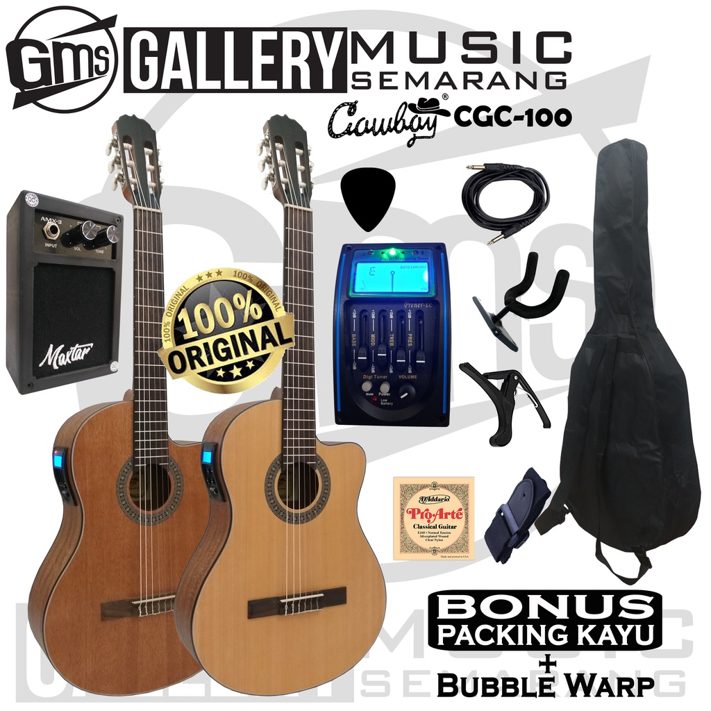 ORIGINAL!!! Gitar Klasik Elektrik Import Merk Cowboy CGC-100 NA CGC 100NS Equalizer Tuner LC Prener