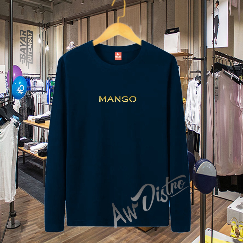 COD Baju Kaos Distro Mango Gold Premium Quality Lengan Panjang Kaos Tulisan Kaos Kata-Kata Kaos Sablon Big Size