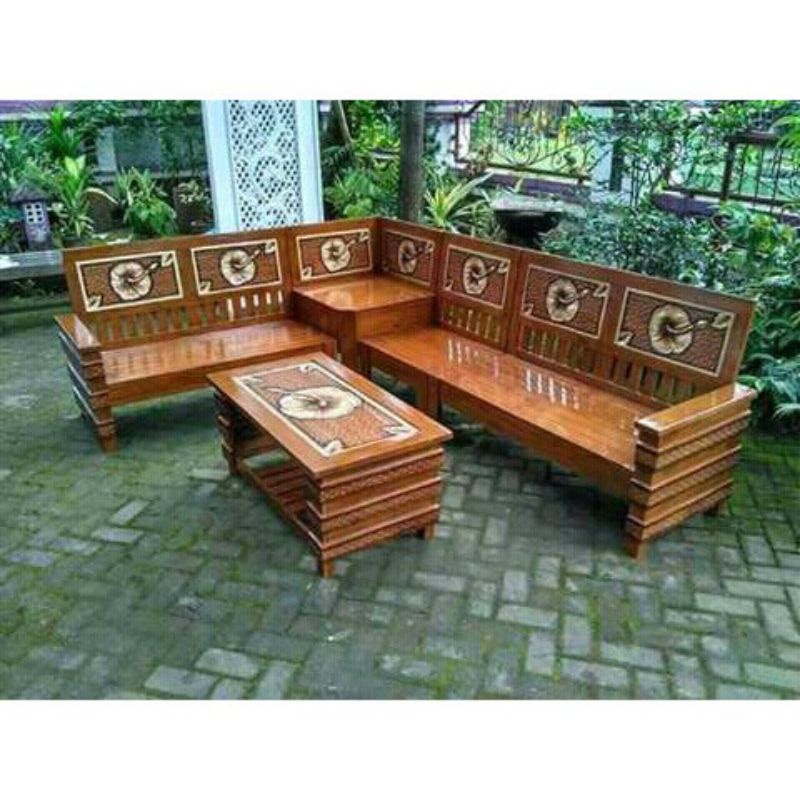 Kursi sudut robot kayu jati COD kursi sudut minimalis kayu jati berkualitass