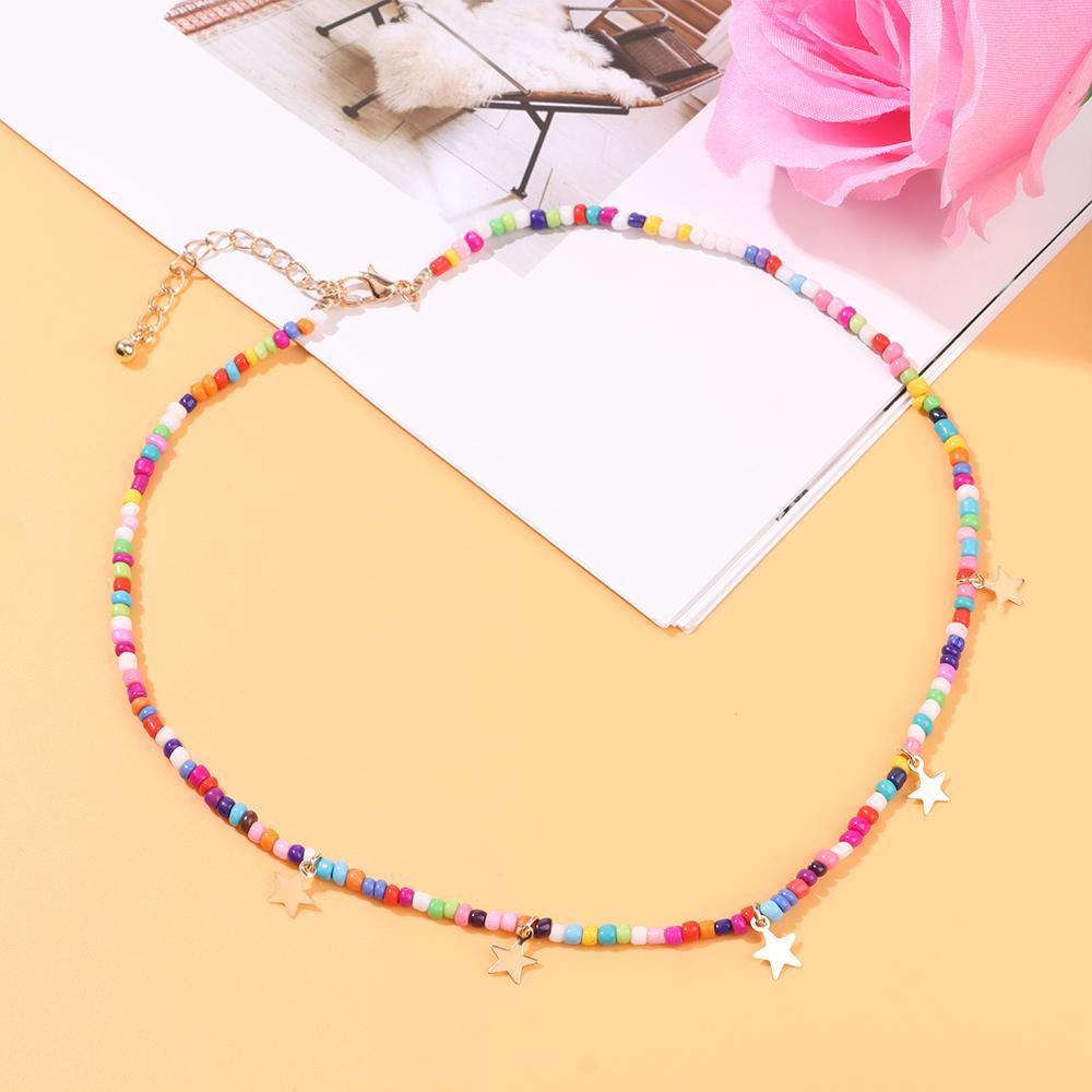 Lily Beads Kalung Untuk Gadis Wanita Goth Golden Pearl Choker