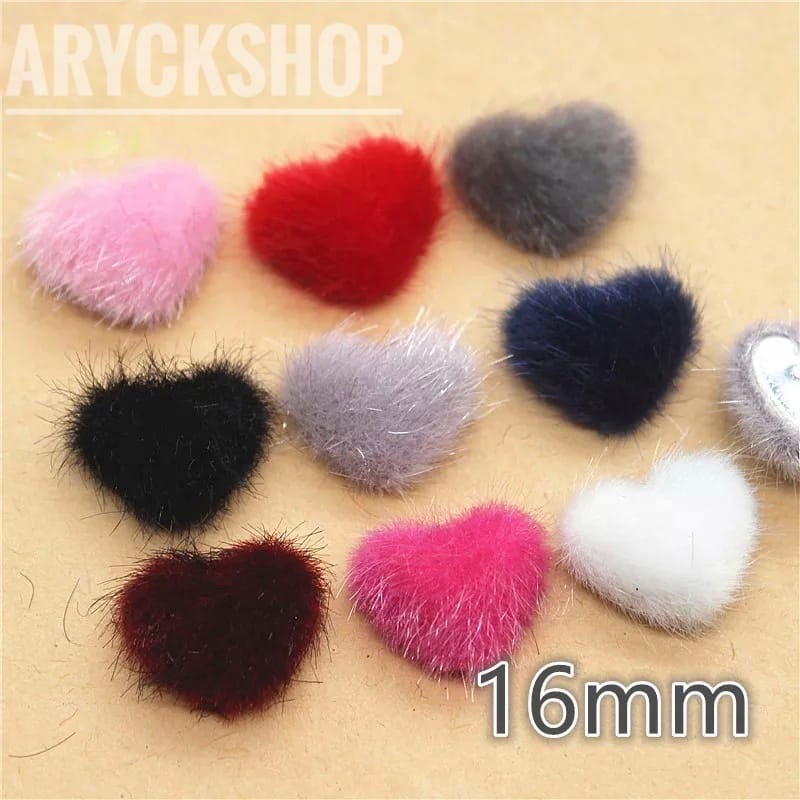 Pom Pom Love bentuk Hati Motif Landak 17mm isi 5pcs Bahan Aksesoris Jepit Rambut Anting Bando