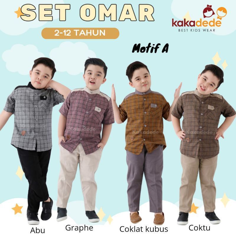 Omar Set Koko by Kakadede motif A dan F uk S-XXXL setelan anak laki laki berbahan linen tidak kaku