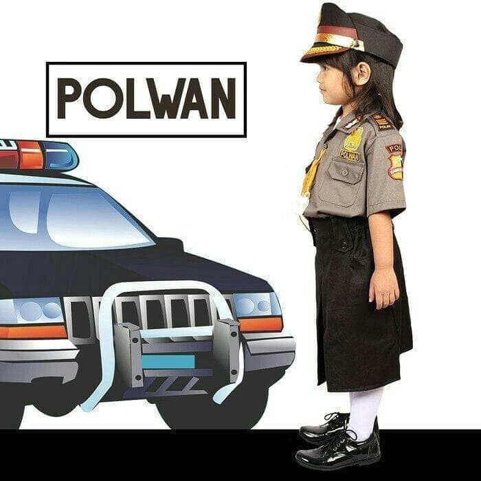 Seragam Profesi Anak Polwan Kostum Setelan Polisi Cewek Kaos Baju Perempuan Kijang